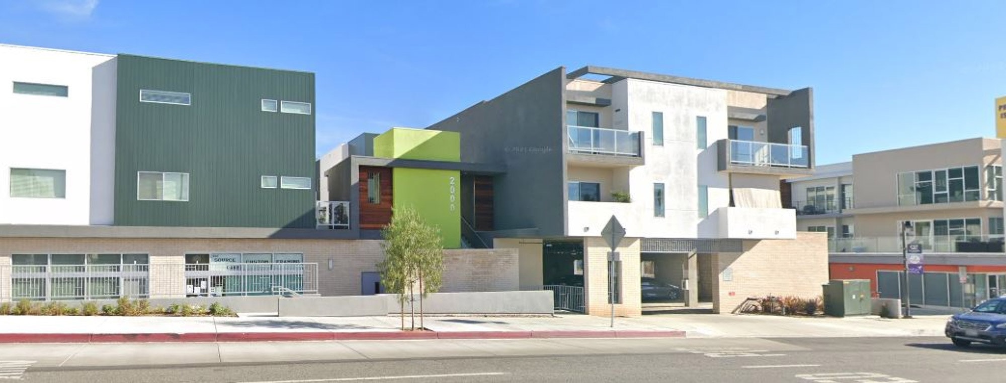 Mixed-use development with shops and services